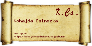 Kohajda Csinszka névjegykártya